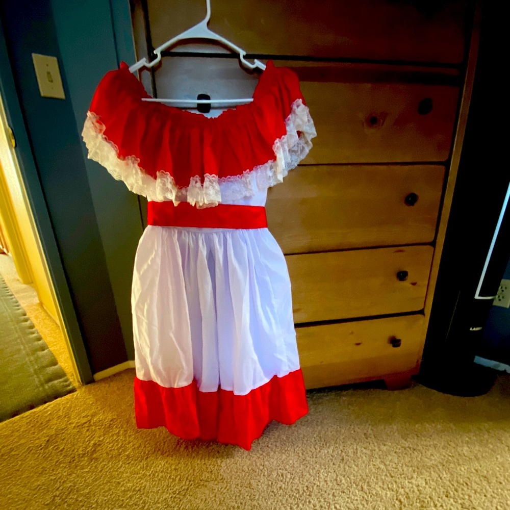 Red and white dress for small petite woman
